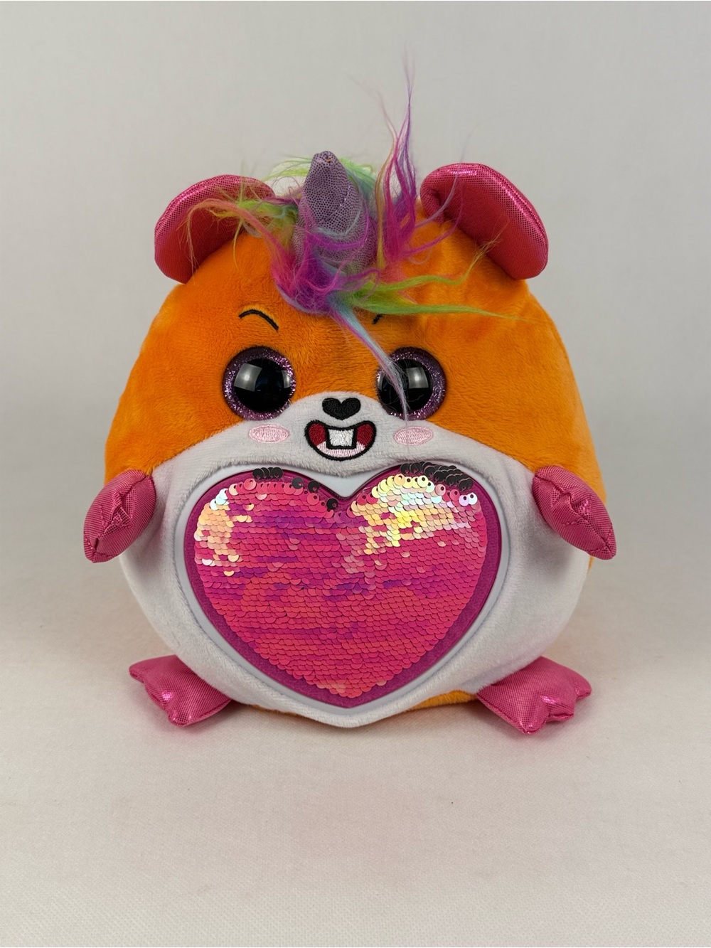 ZURU Rainbocorns Orange Unicorn Plush Reversible Sequin Heart 8” Toy